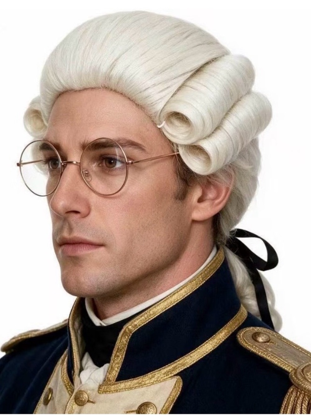 New Unisex White Colonial Judge Wig 18th C, Costume Hair for Halloween & Cosplay